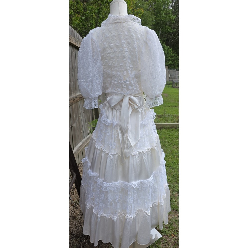 Vtg GUNNE SAX Dress BY JESSICA MCCLINTOCK Gown, Lace, Tiers, Romantic, PRAIRIE - Picture 15 of 16